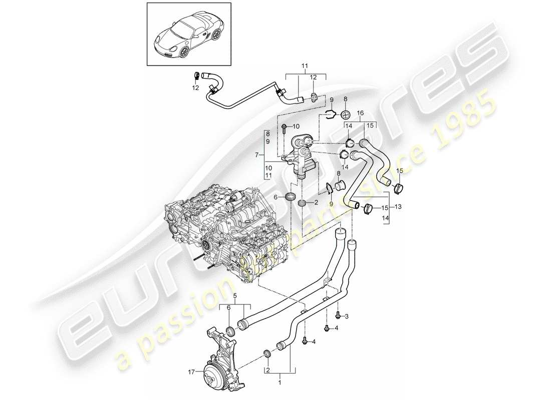 porsche 2011 (987 boxster) conexión diagrama de piezas