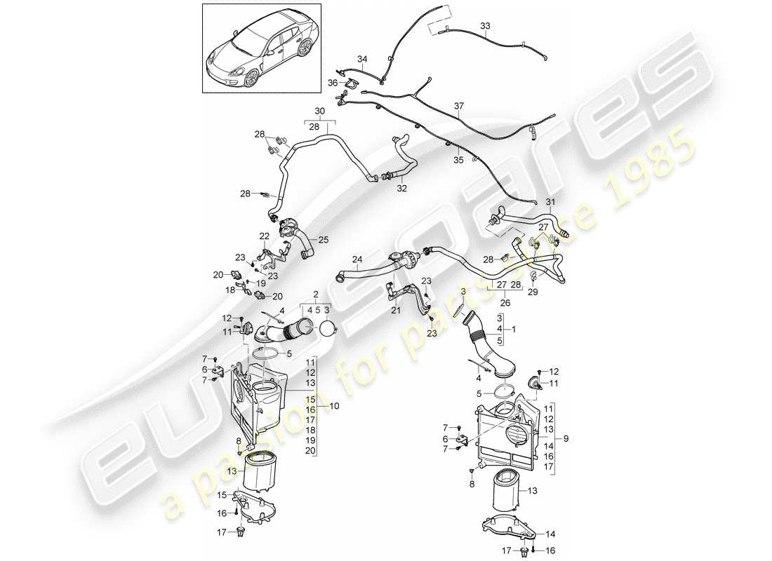 porsche 2016 (panamera 970) apéndice diagrama de piezas