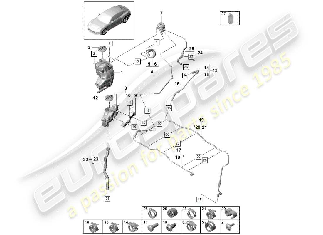 porsche 2019 (panamera 971-1) water cooling diagrama de piezas