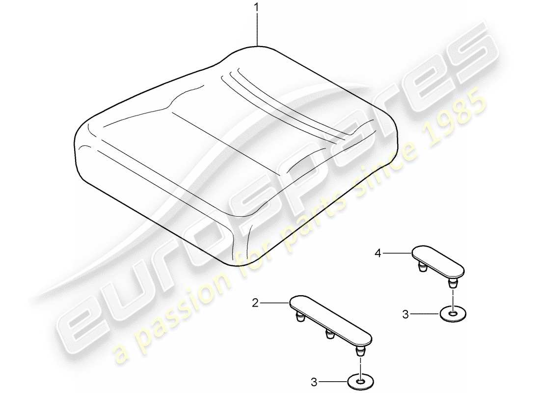 porsche 2001 (996 turbo / gt2) cojín del asiento trasero diagrama de piezas