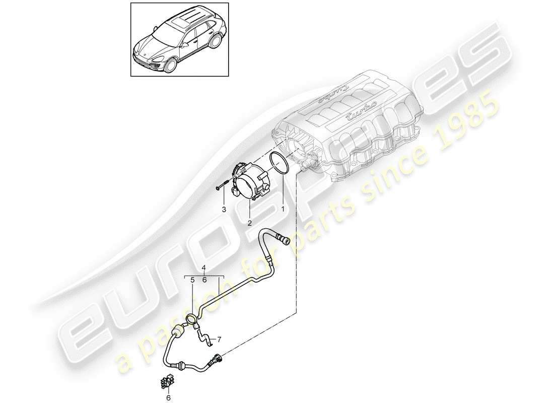 porsche 2016 (cayenne e2 92a) diagrama de piezas del cuerpo del acelerador