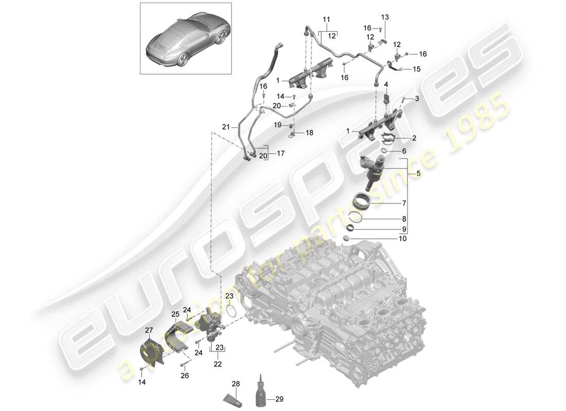 porsche 2014 (991-1) tubo de recogida de combustible diagrama de piezas