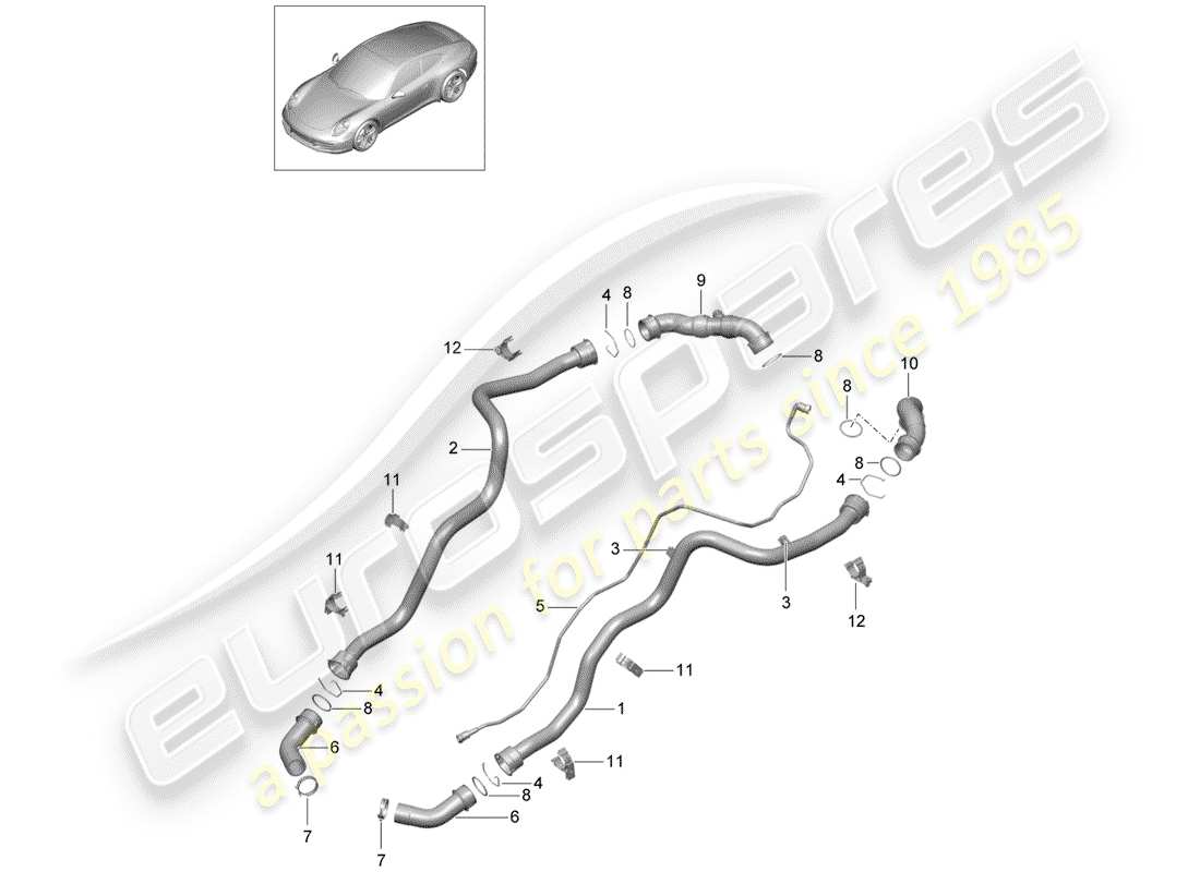 porsche 2014 (991-1) refrigeración por agua 1 diagrama de piezas