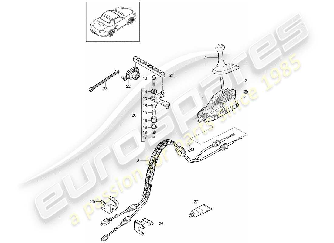 porsche 2011 (987 boxster) control de transmisión diagrama de piezas