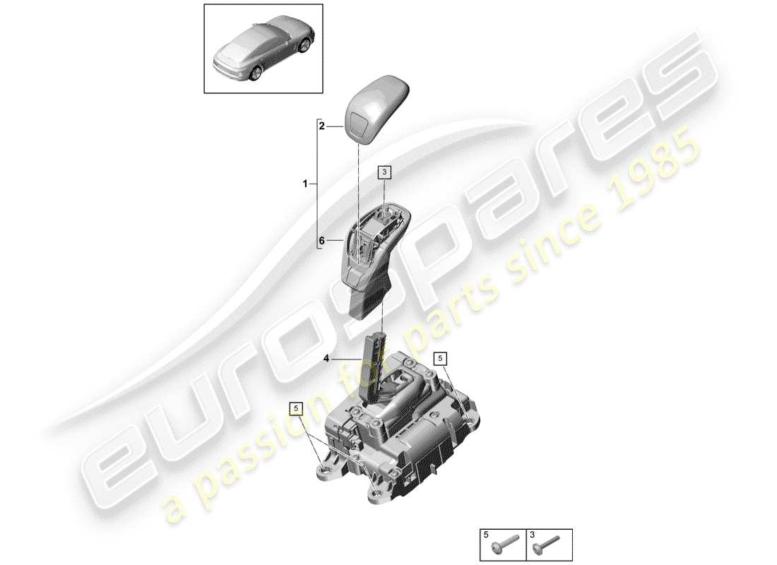 porsche 2017 (panamera 971-1) palanca selectora diagrama de piezas