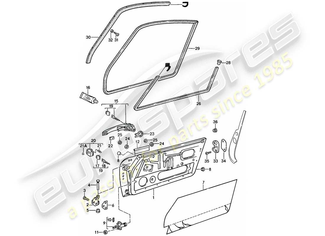 porsche 1989 (911) accesorios - puertas diagrama de piezas