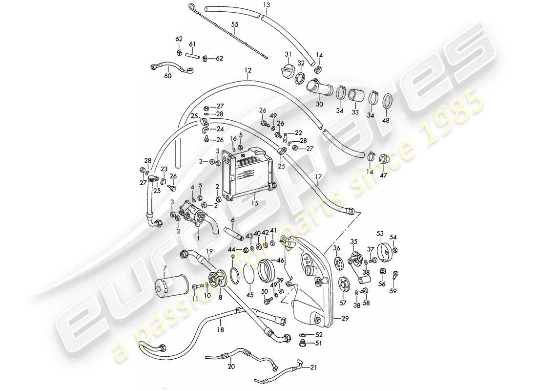 porsche 1968 (911/912) lubricación del motor diagrama de piezas