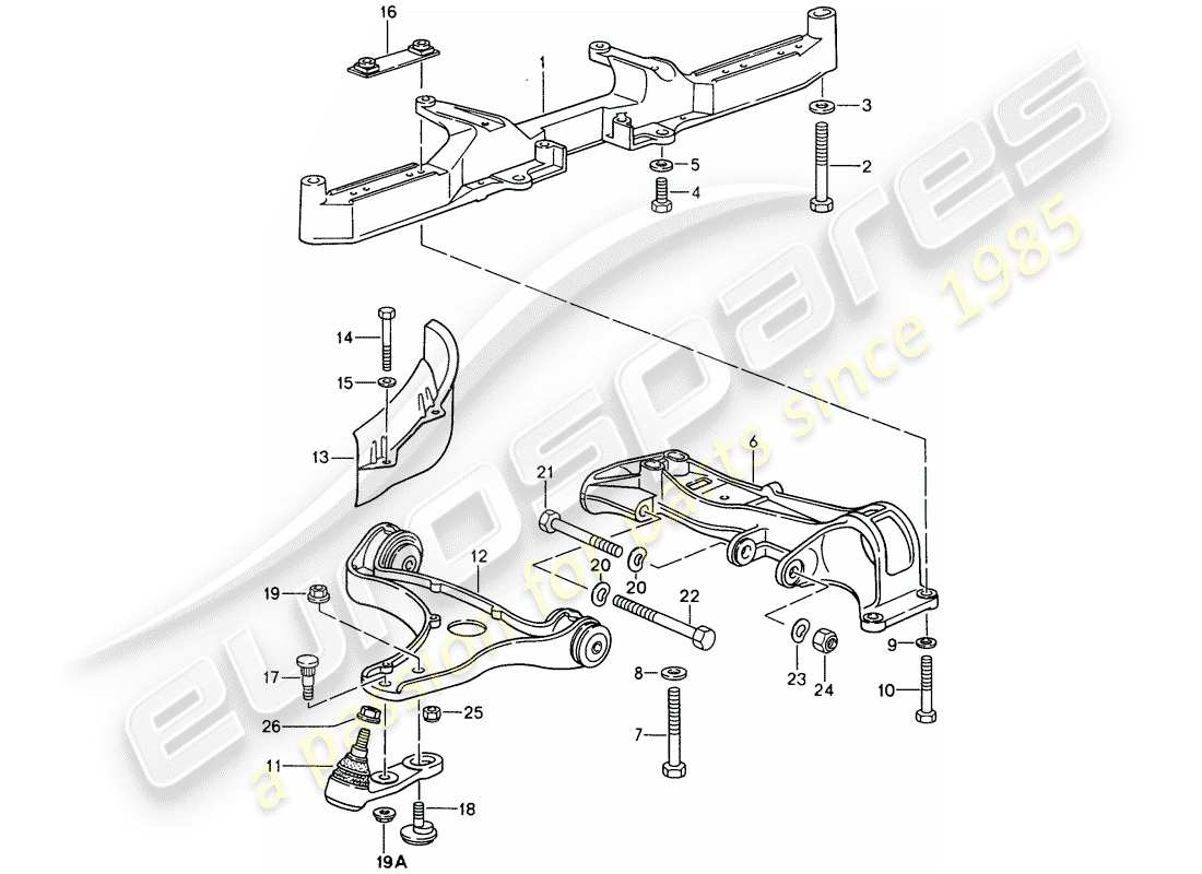 porsche 1995 (993) travesaño - brazo estabilizador de vía diagrama de piezas