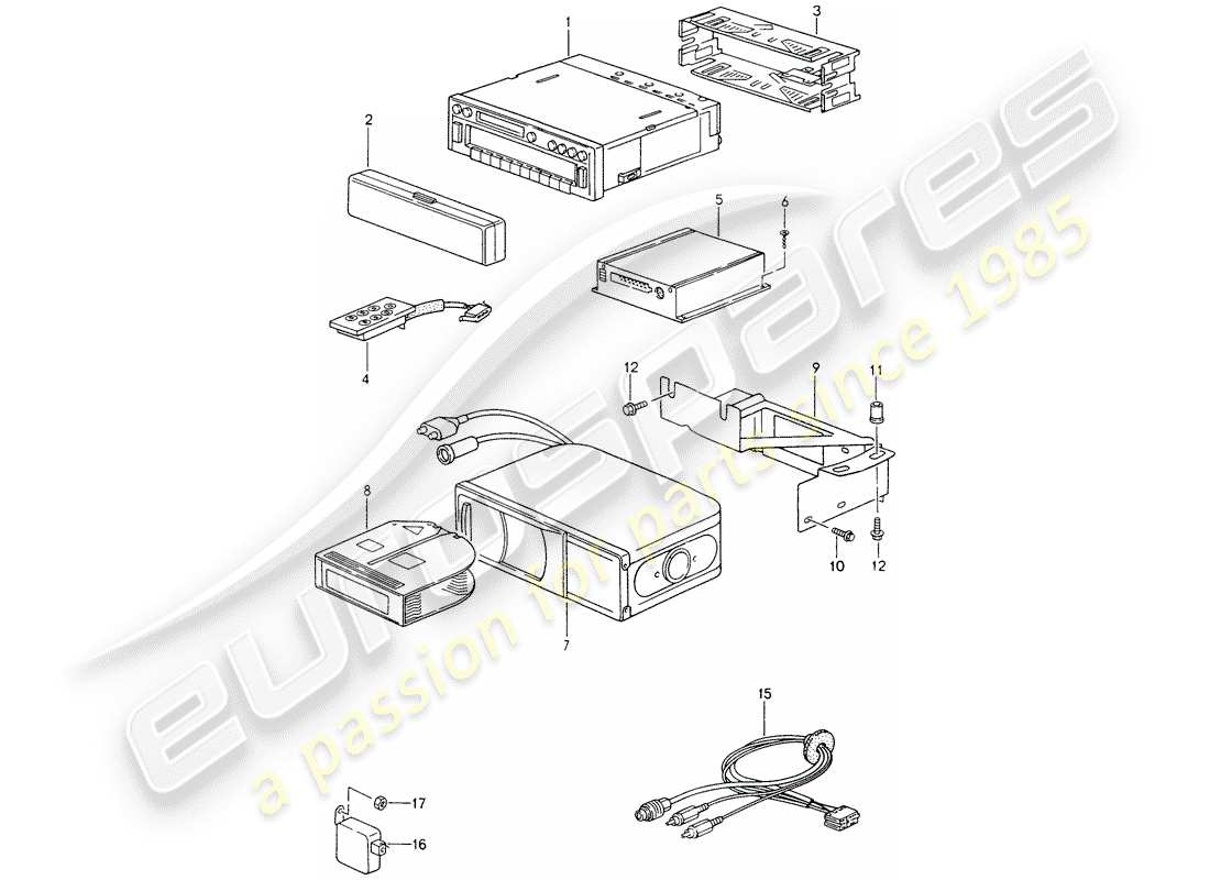 porsche 1994 (993) unidad de radio - amplificador - f 99-ts371 090>> - d - mj 1996>> diagrama de piezas
