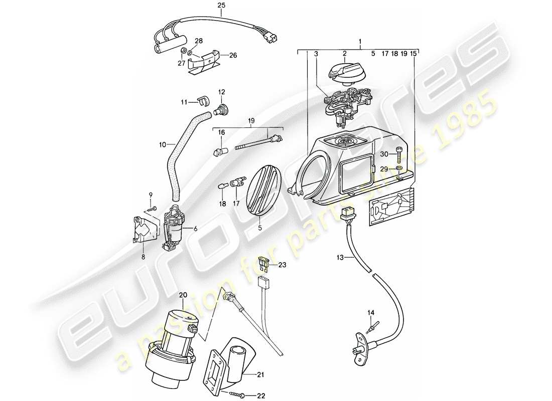 porsche 1989 (911) calentador - ventilador adicional diagrama de piezas