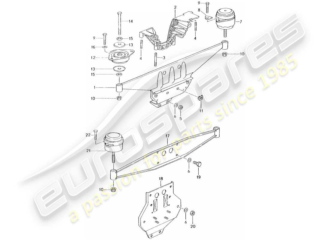porsche 1995 (993) suspensión del motor diagrama de piezas