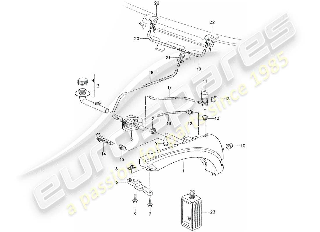 porsche 2002 (996 turbo / gt2) windshield washer unit diagrama de piezas