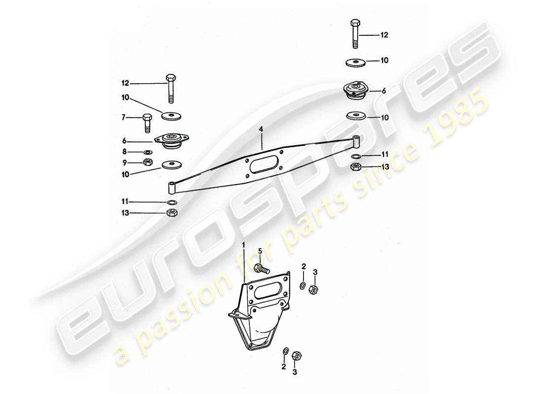 porsche 1977 (911 turbo) suspensión del motor diagrama de piezas
