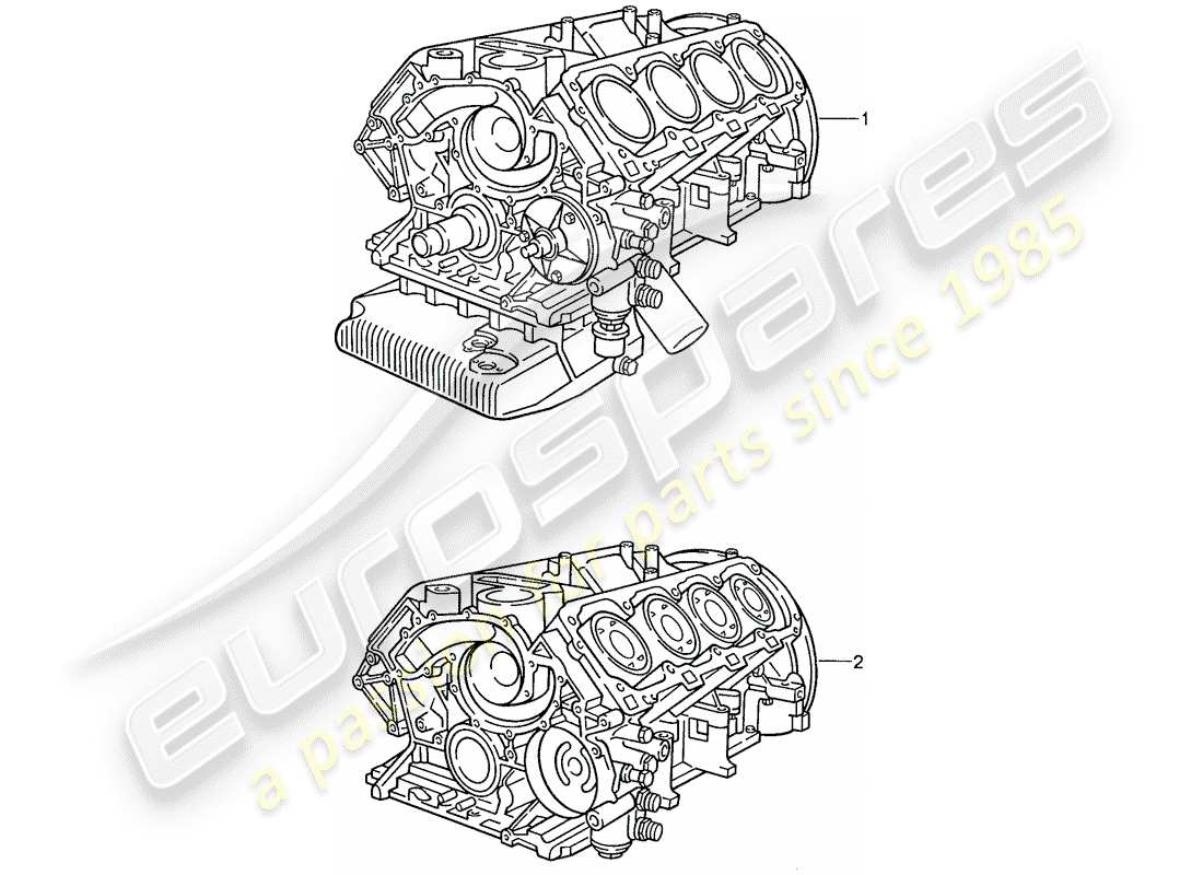 porsche 1987 (928) motor de repuesto - motor corto - carter diagrama de piezas