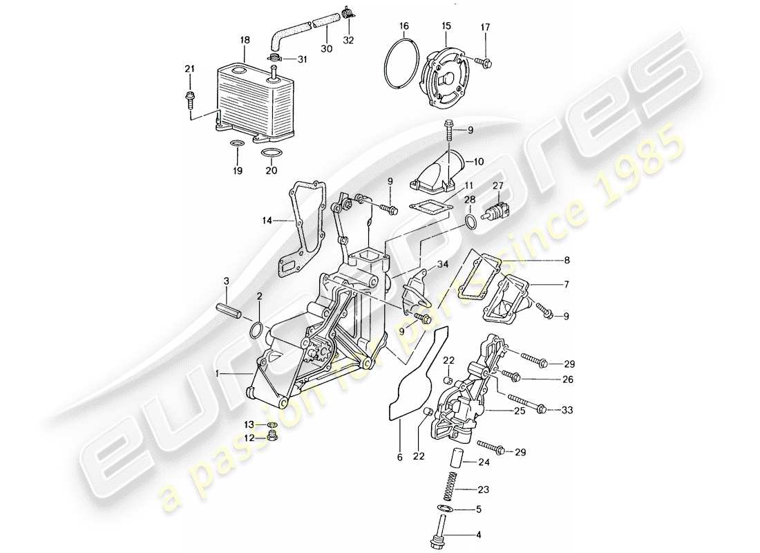 porsche 2004 (996) bomba de aceite diagrama de piezas
