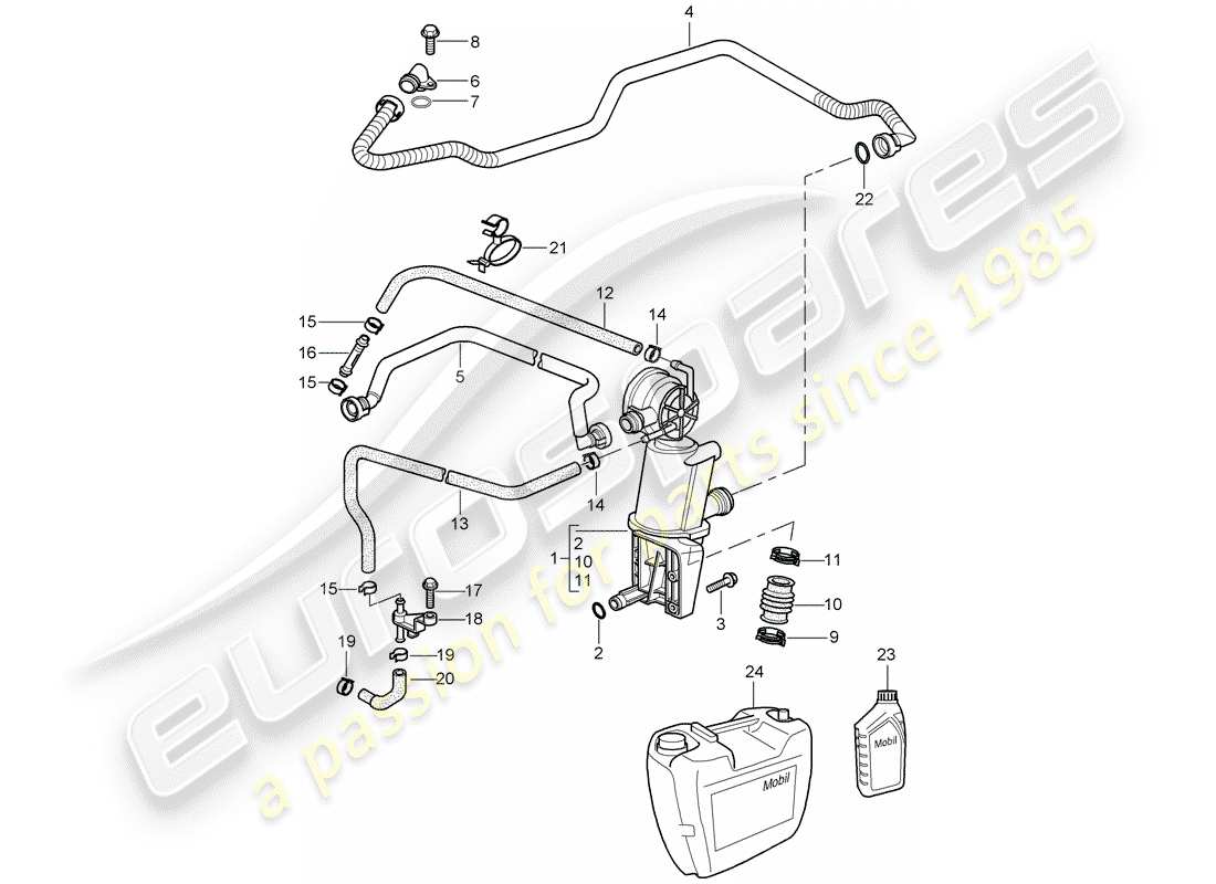 porsche 2004 (996) carter - separador de aceite diagrama de piezas