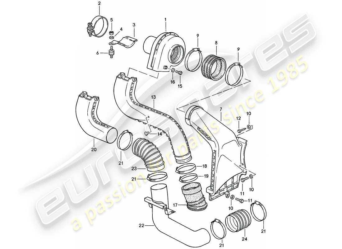 porsche 1986 (911) soplador adicional diagrama de piezas
