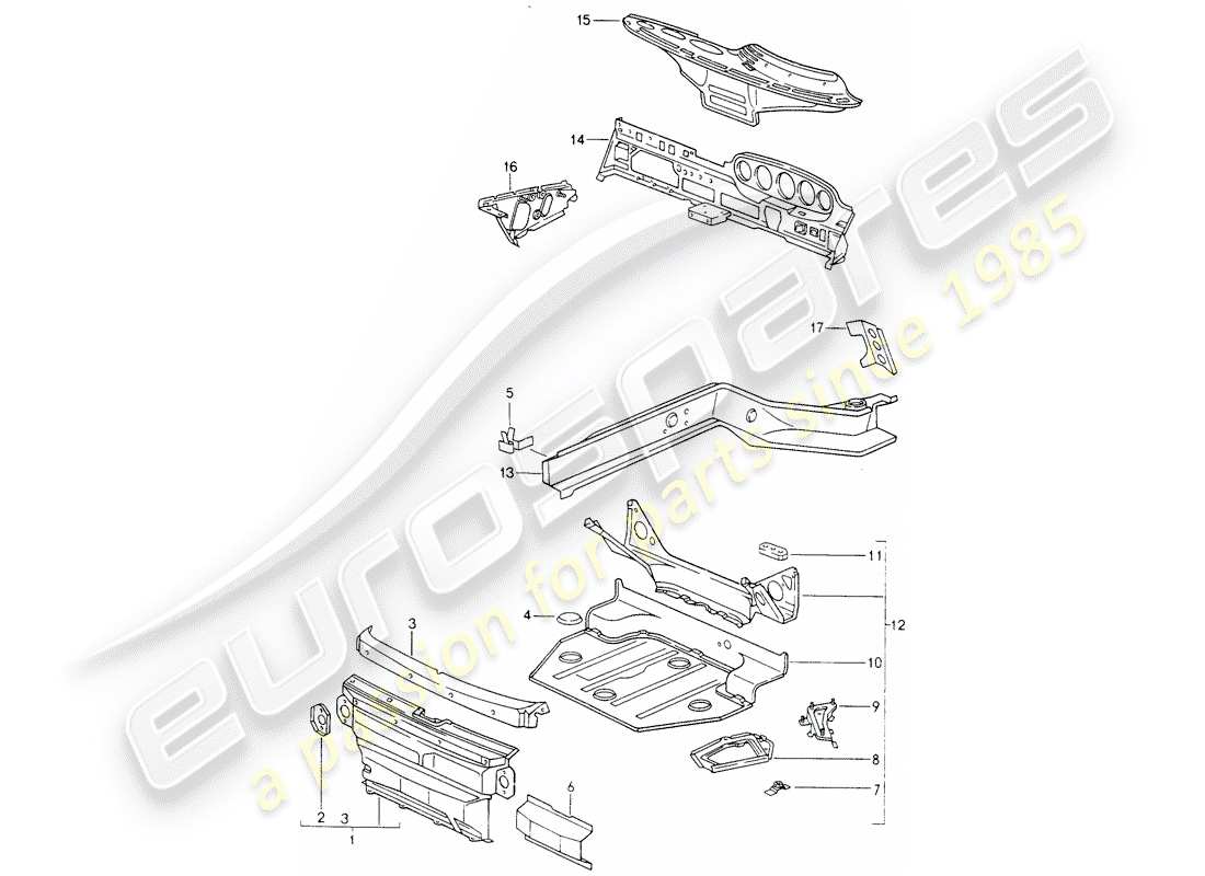 porsche 1994 (993) diagrama de piezas del marco