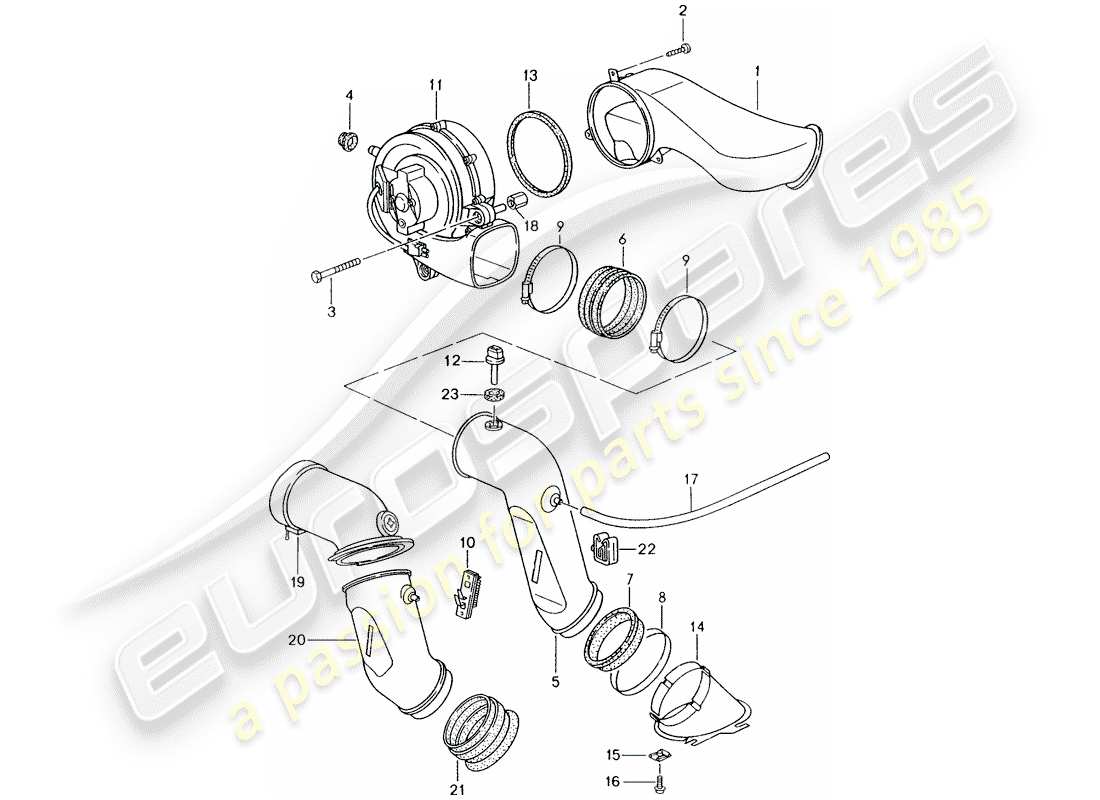 porsche 1994 (993) diagrama de piezas del soplador adicional