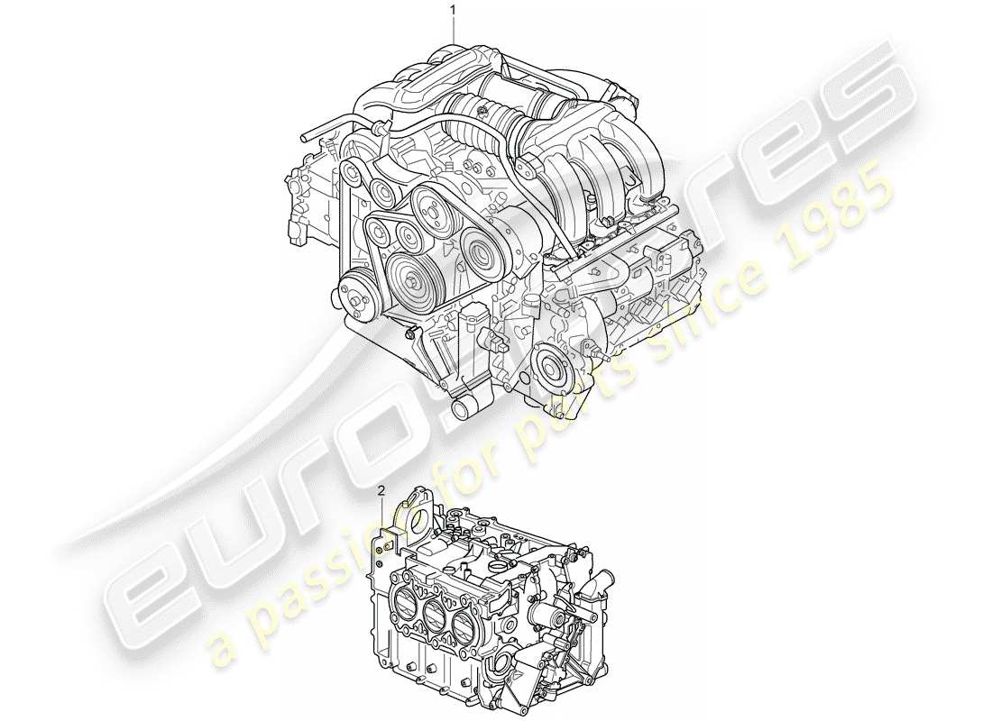 porsche 996 (2001) motor de repuesto - sin: - disco motriz - tiptronic - sin: - volante - caja de cambios manual - sin: - compresor esquema de piezas
