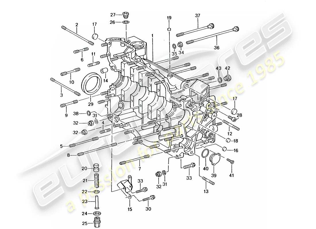 porsche 2005 (996 gt3) crankcase diagrama de piezas
