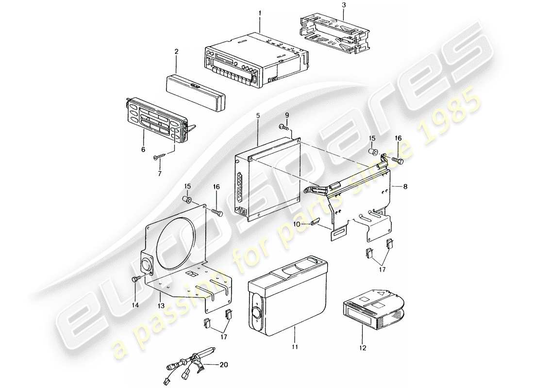 porsche 2004 (996) unidad de radio - amplificador - d >> - mj 2002 diagrama de piezas