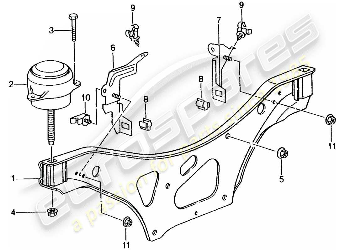 porsche 2004 (996) dispositivo de elevación del motor diagrama de piezas