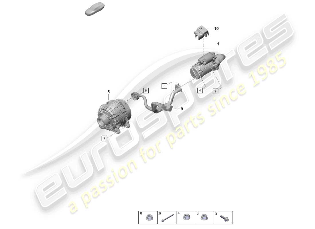 porsche 2020 (718 cayman) alternador de arranque diagrama de piezas