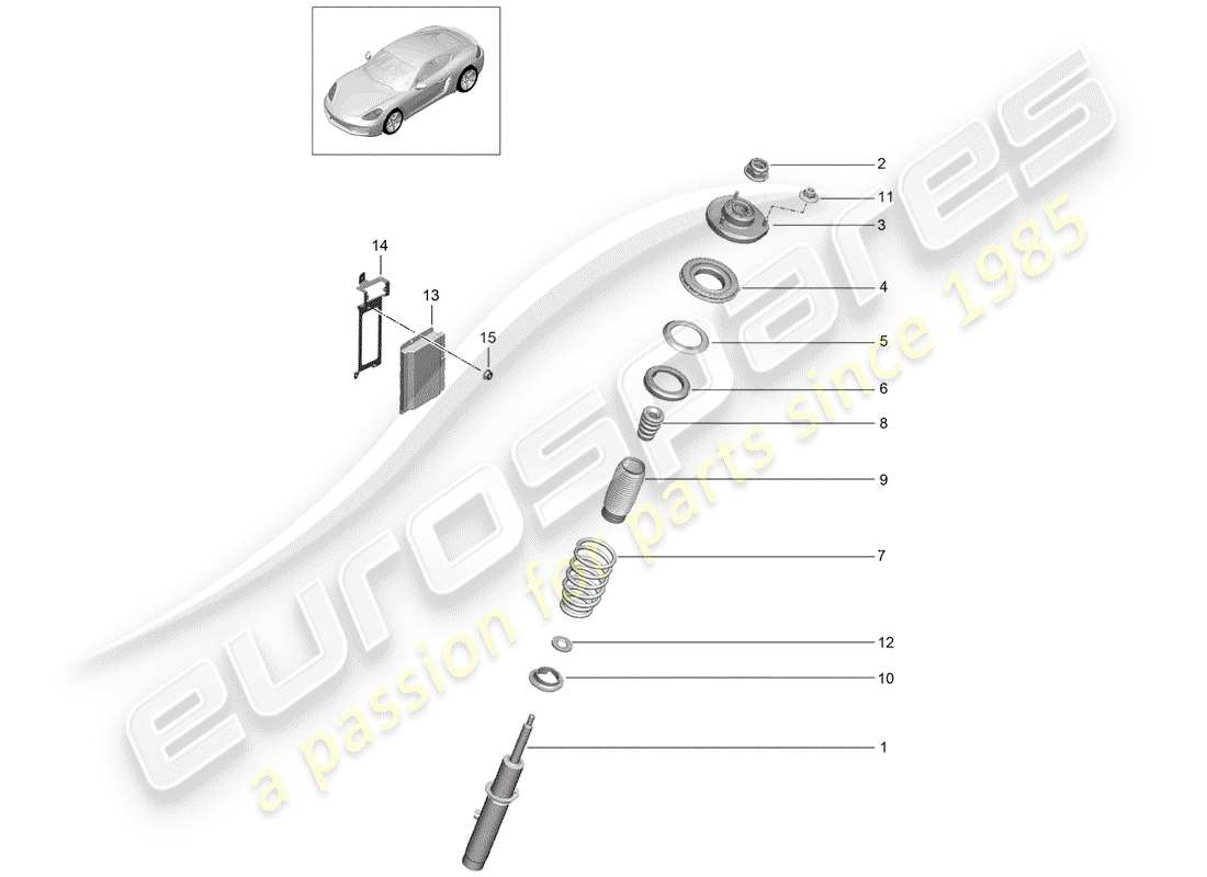 porsche 718 cayman (2020) diagrama de piezas de suspensión