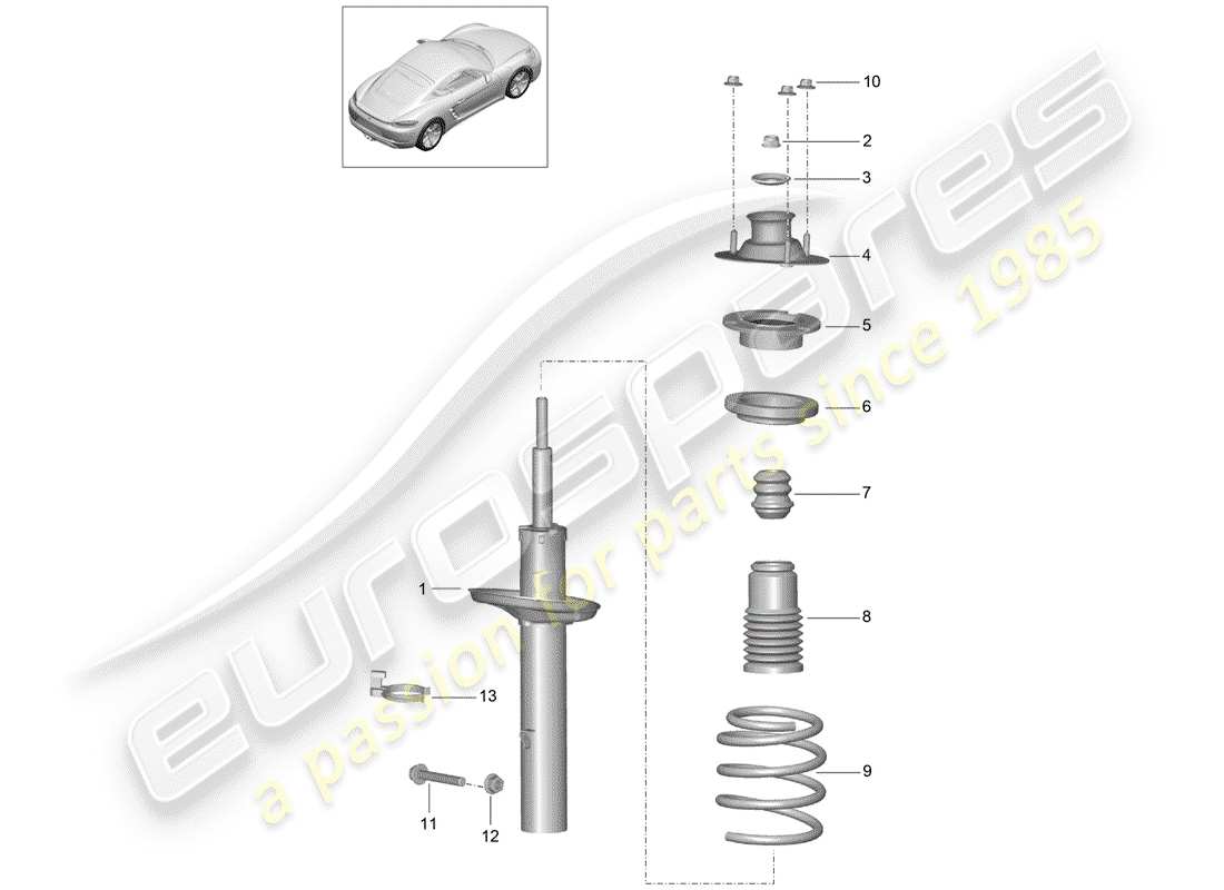 porsche 718 cayman (2020) diagrama de piezas del amortiguador