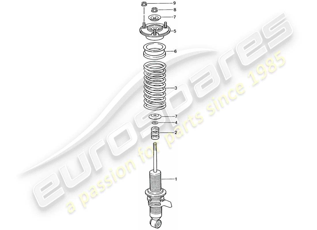 porsche 2001 (996 gt3) amortiguador - muelle helicóptico diagrama de piezas