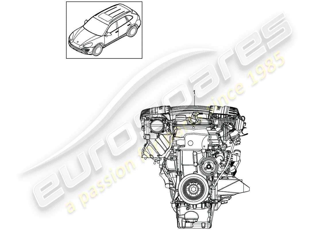 porsche cayenne e2 (2012) diagrama de piezas del motor de repuesto