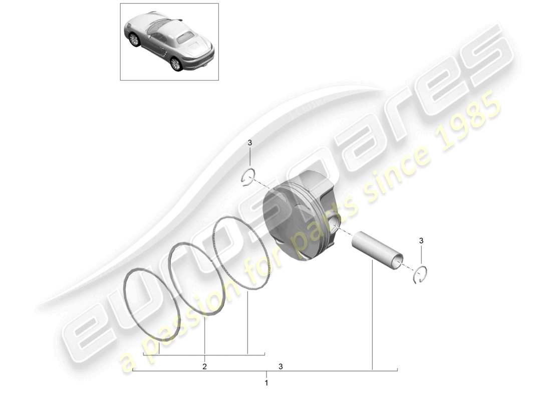 porsche 2020 (718 boxster) pistón diagrama de piezas