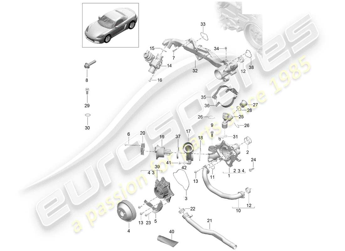porsche 2017 (718 boxster) water cooling diagrama de piezas