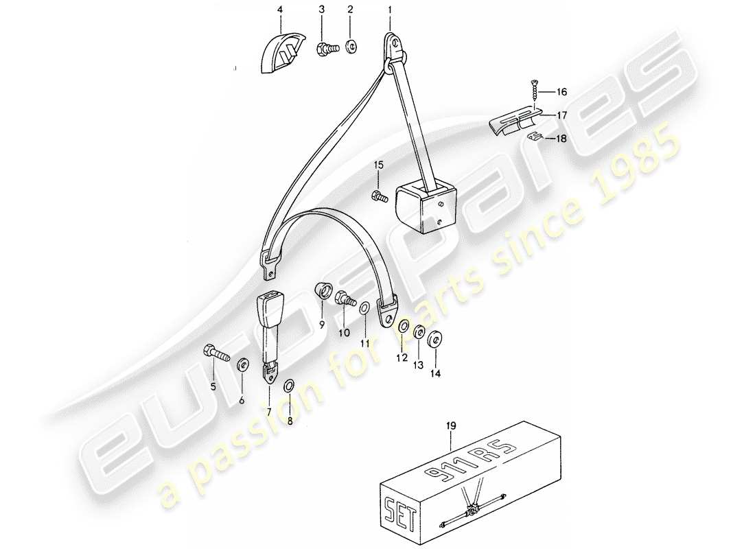 porsche 1994 (993) cinturón de seguridad diagrama de piezas