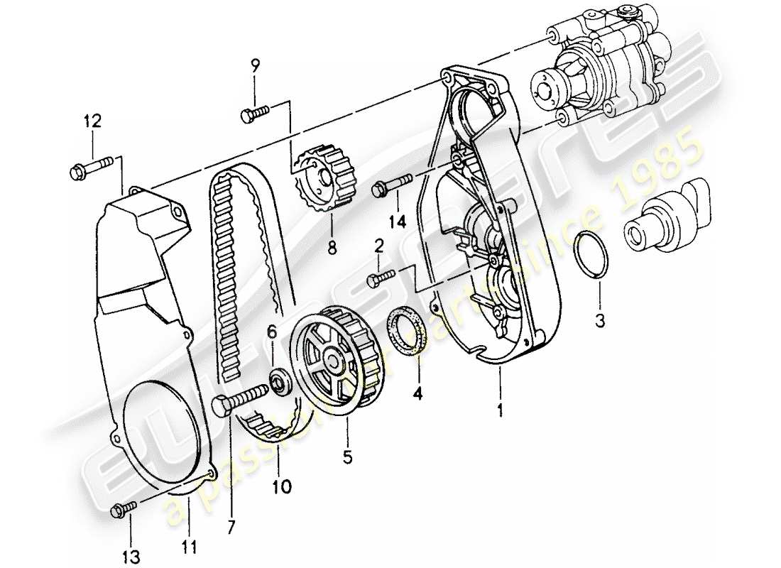 porsche 1996 (993) mecanismo de impulsión - bomba de dirección asistida diagrama de piezas