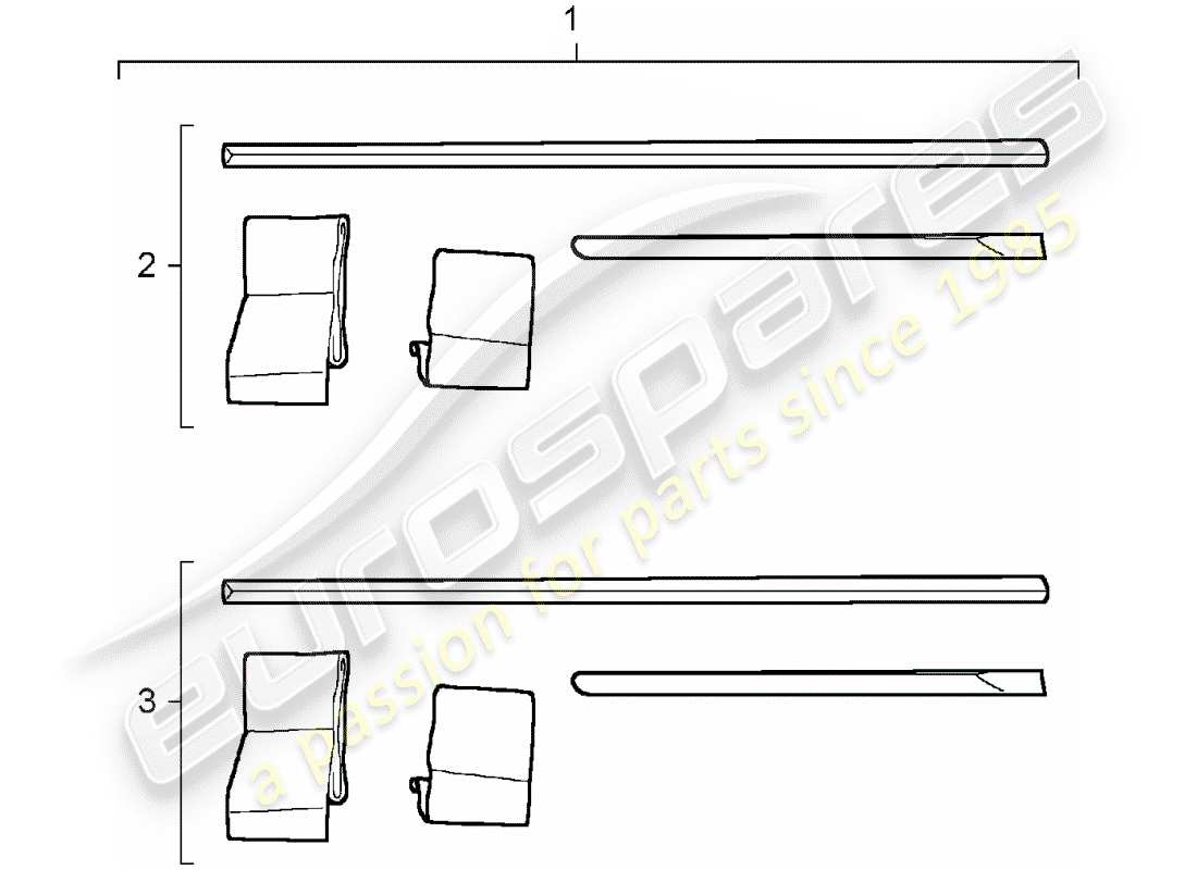 porsche 2018 (tequipment cayenne) tira protectora diagrama de piezas