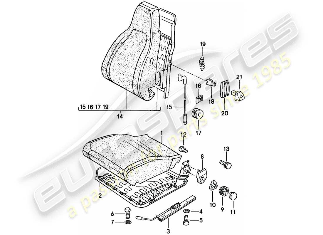 porsche 1977 (924) asiento delantero - piezas individuales diagrama de piezas