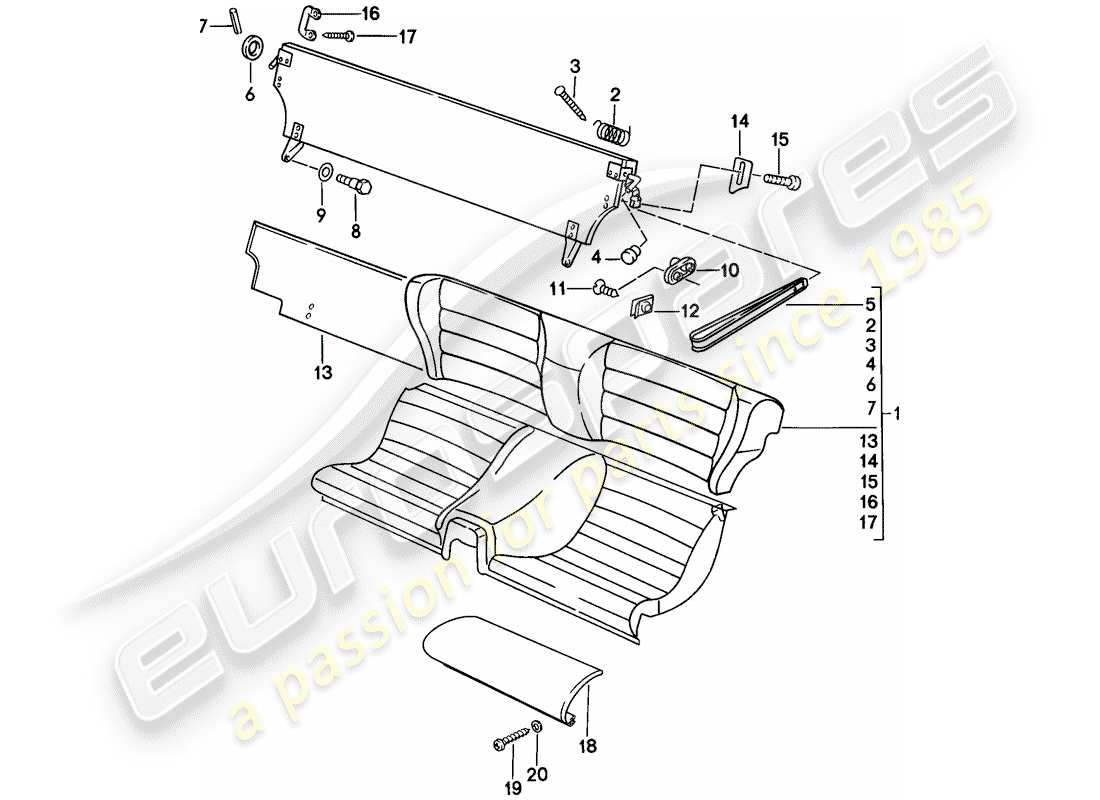 porsche 1977 (924) asiento de emergencia - piezas individuales diagrama de piezas