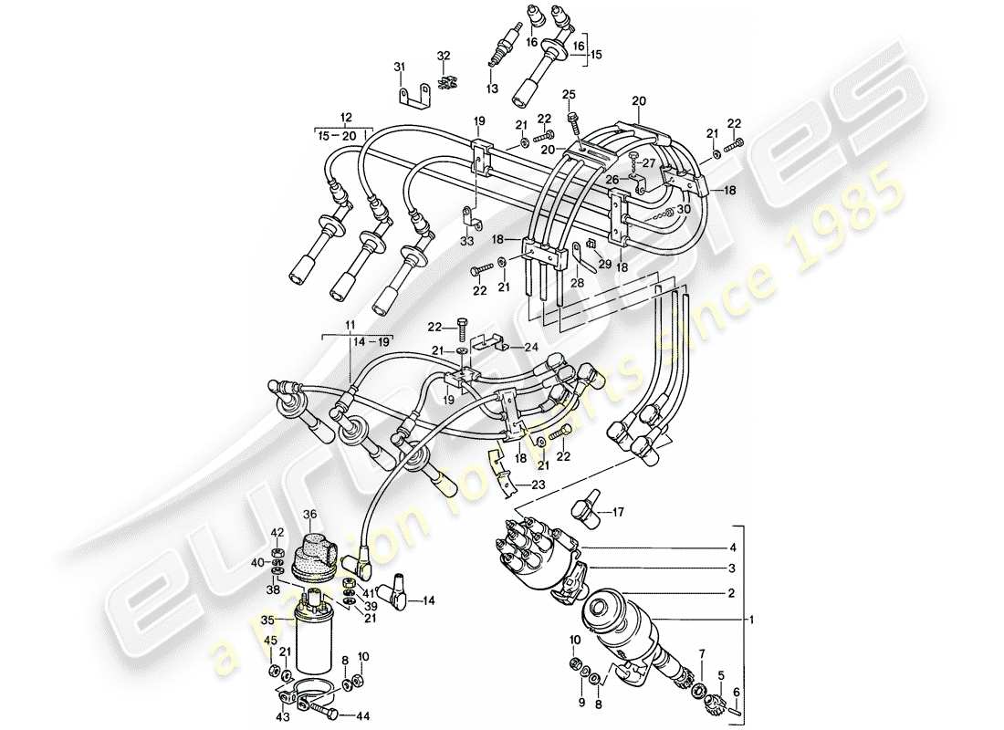 porsche 1987 (911) electricidad del motor 2 diagrama de piezas