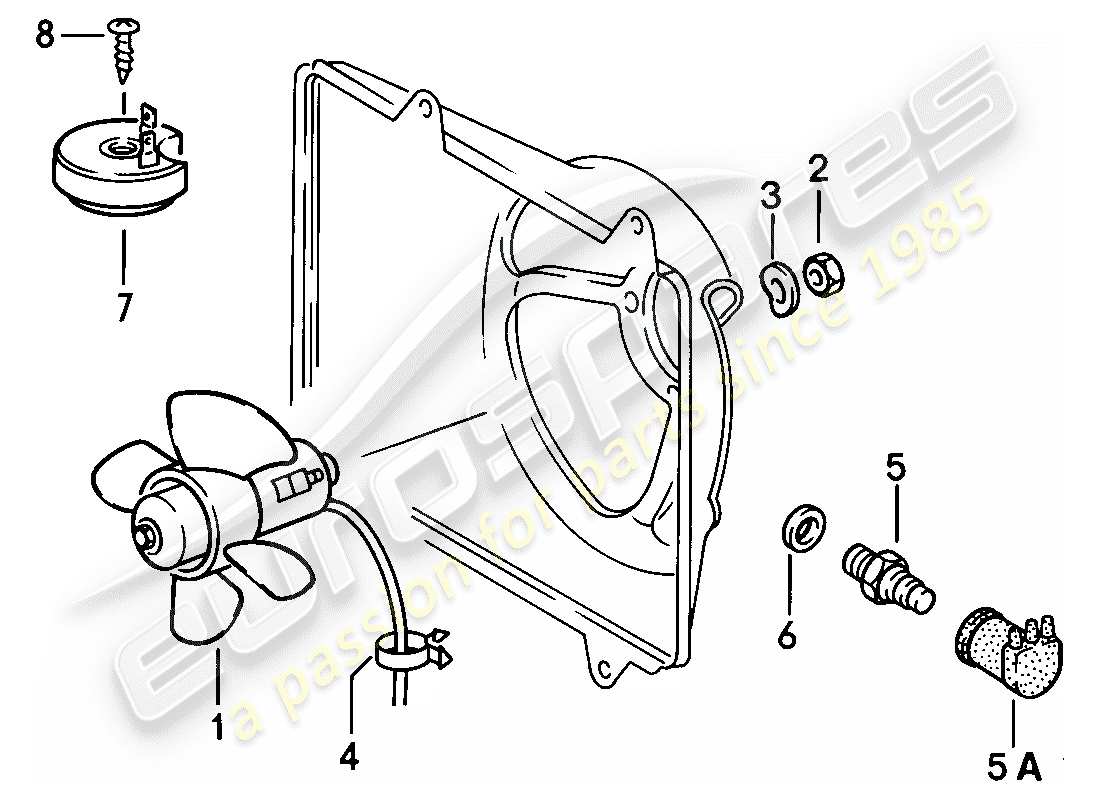 porsche 1978 (924) diagrama de piezas del ventilador eléctrico