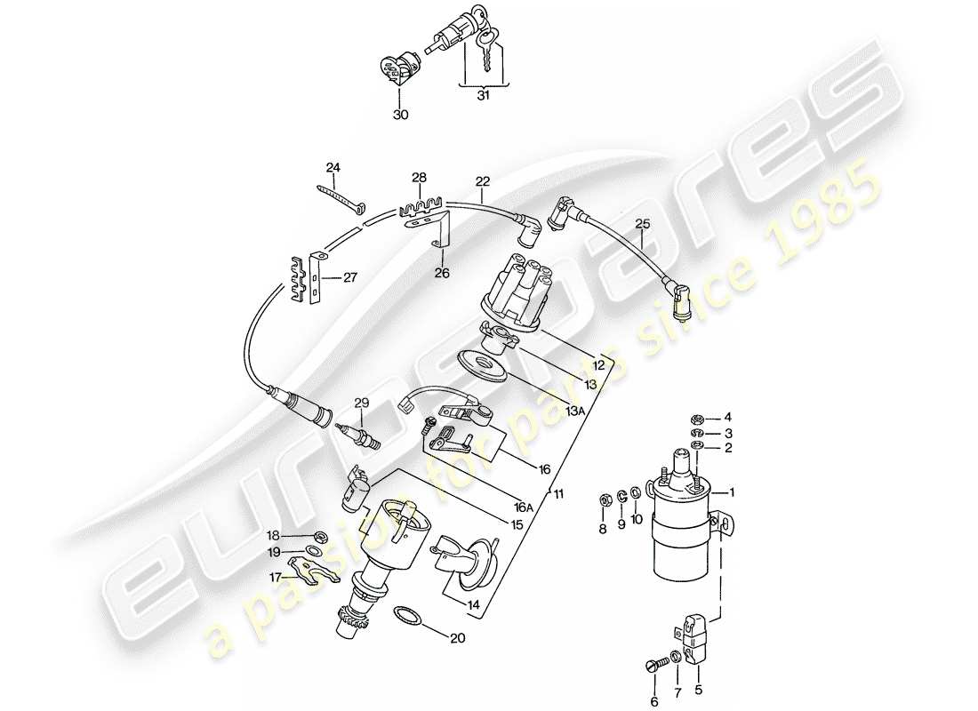 porsche 1978 (924) electricidad del motor 1 diagrama de piezas