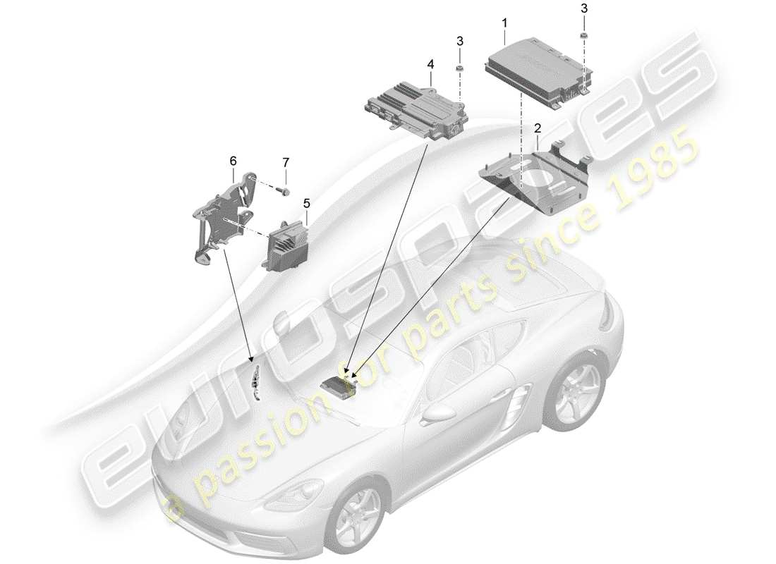 porsche 2020 (718 cayman) amplificador diagrama de piezas
