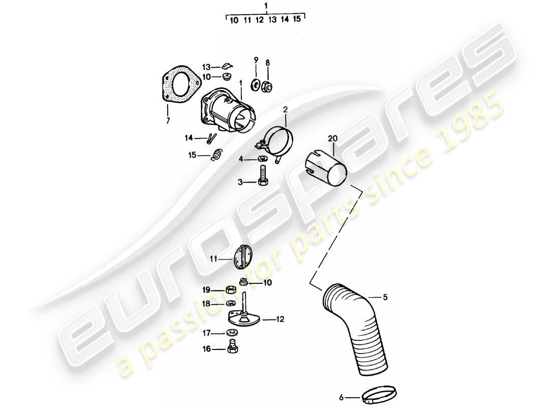 porsche 1980 (911) suministro de aire de calefacción diagrama de piezas
