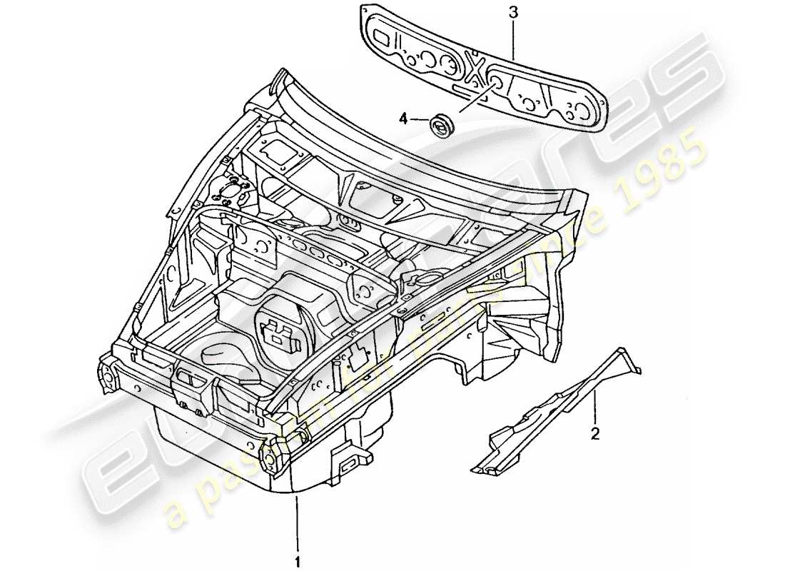 porsche 2002 (986 boxster) diagrama de piezas del extremo delantero
