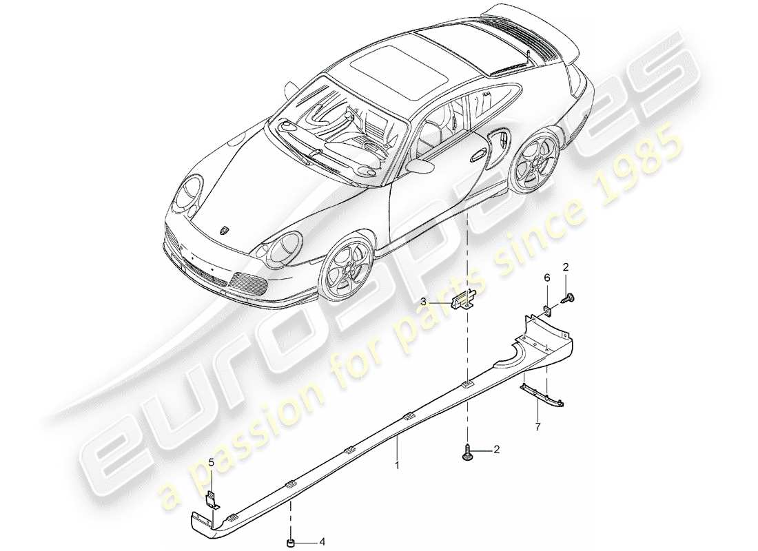porsche 2002 (996 turbo / gt2) cubierta de embellecedor - albergue - piezas únicas diagrama de piezas