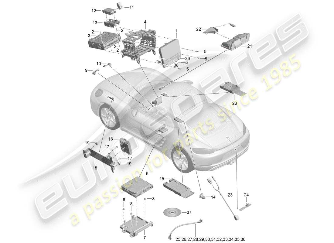 porsche 2020 (718 cayman) unidad operativa diagrama de piezas