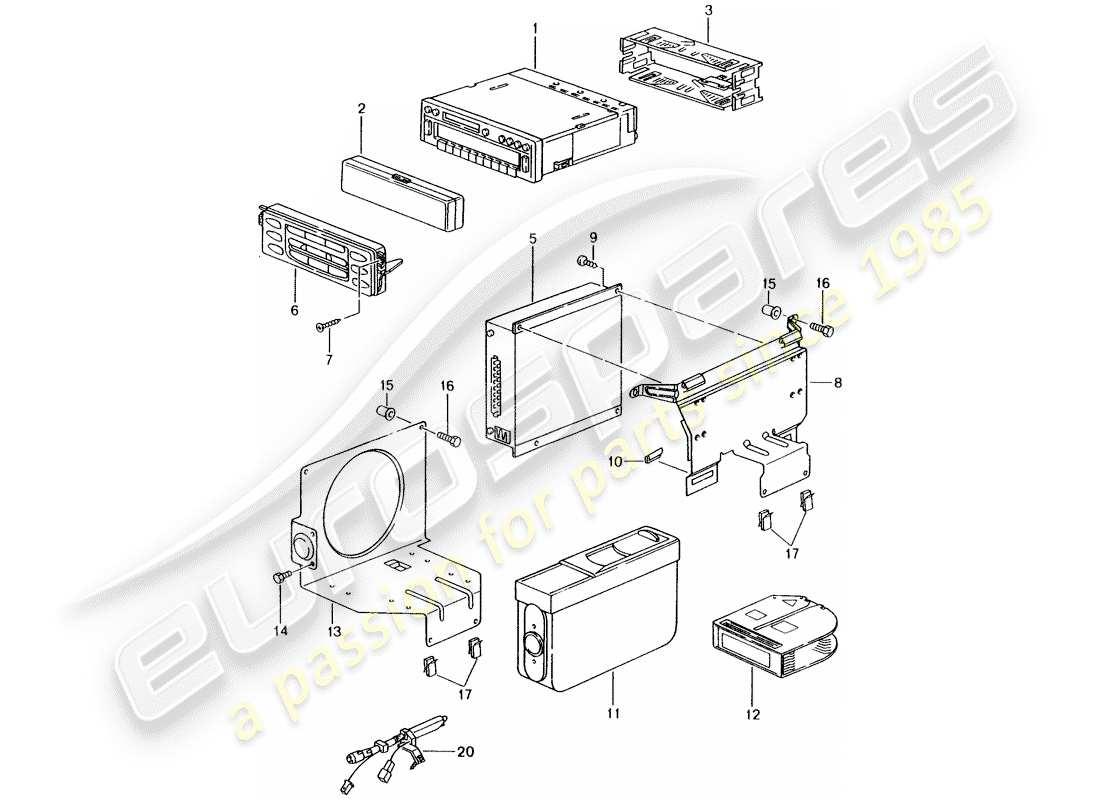 porsche 1997 (986 boxster) unidad de radio - amplificador - d >> - mj 2002 diagrama de piezas