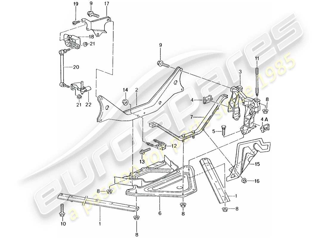 porsche 2001 (986 boxster) eje trasero - panel lateral - soporte diagrama de piezas