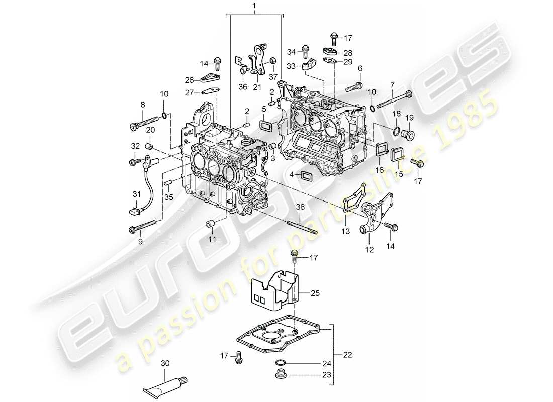 porsche 2001 (986 boxster) carter - - - set de reparacion para mantenimiento - ver ilustracion: diagrama de piezas